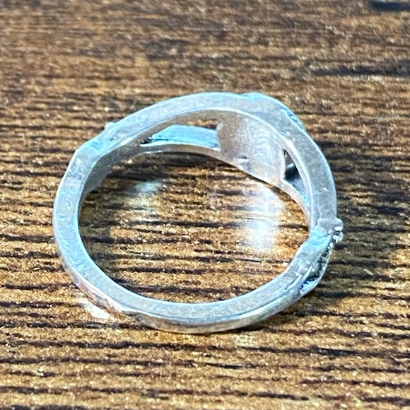 Round Blue Opal & Stainless Steel Women’s Ring Size 5 - Picture 5 of 5